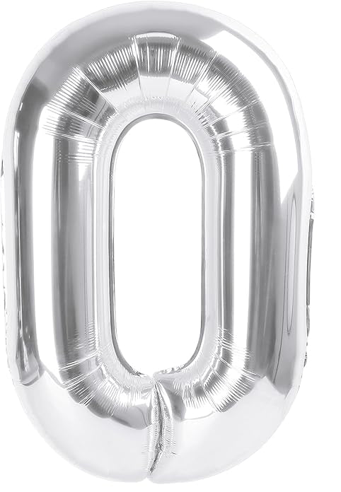 Giant Silver 40" Foil Number Balloon With Helium