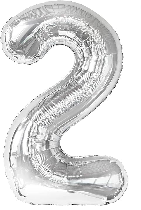 Giant Silver 40" Foil Number Balloon With Helium