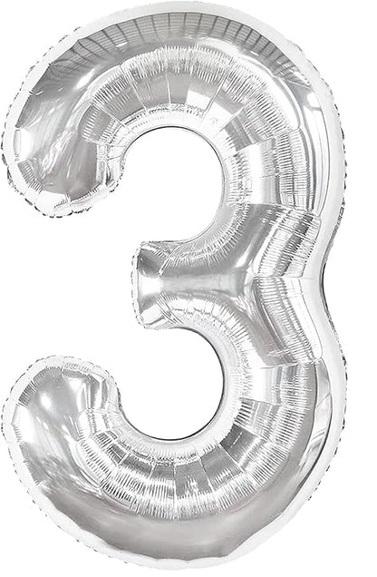 Giant Silver 40" Foil Number Balloon With Helium