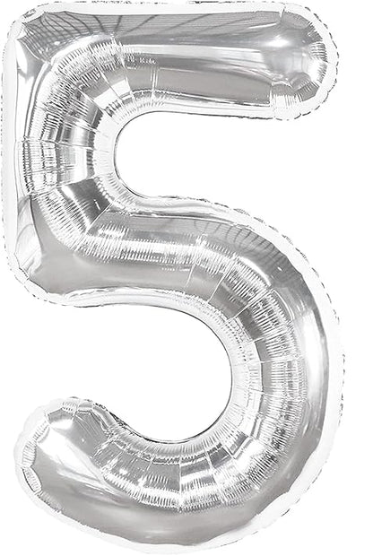 Giant Silver 40" Foil Number Balloon With Helium