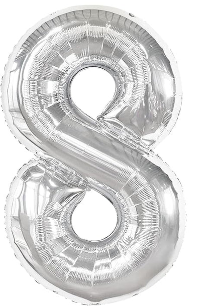 Giant Silver 40" Foil Number Balloon With Helium