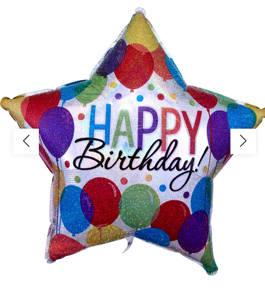 Giant Happy Birthday Silver And Multicolor 40" Foil Balloon With Helium