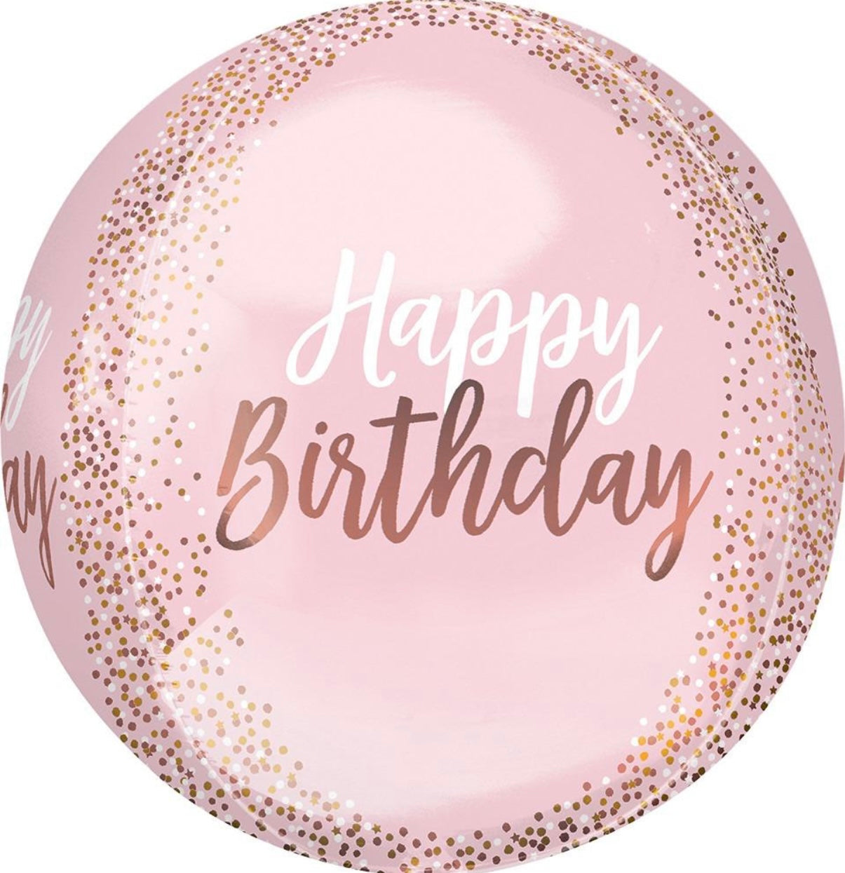 Happy Birthday 24" Globe Pink And Rose Gold Foil Balloon With Helium