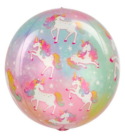 Rainbow Unicorn 24" Globe Foil Balloon With Helium