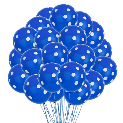 Blue White Dots 12" Latex Balloon With Helium