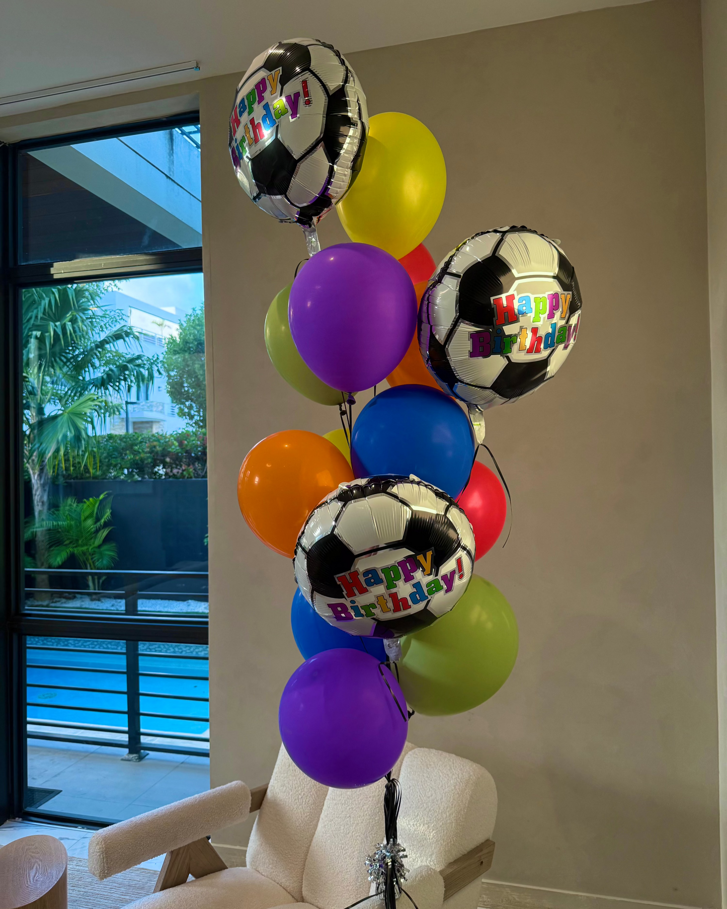 Happy Birthday Soccer Helium Balloon Bouquet With Weight